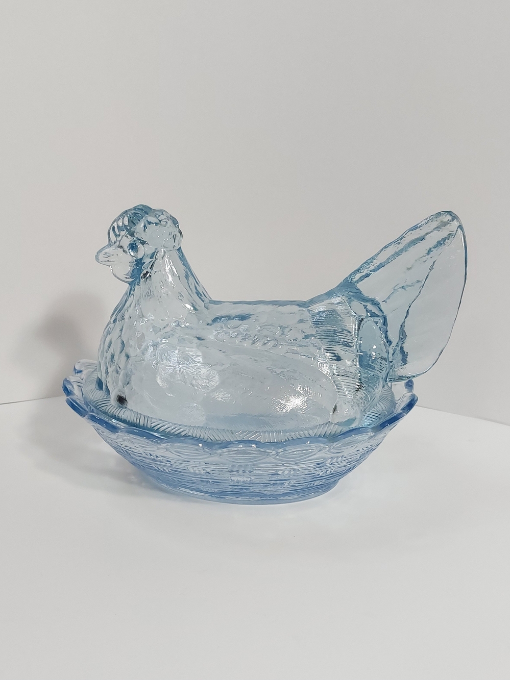 Vintage Blue Glass Hen on Nest Decorative Dish - Fenton